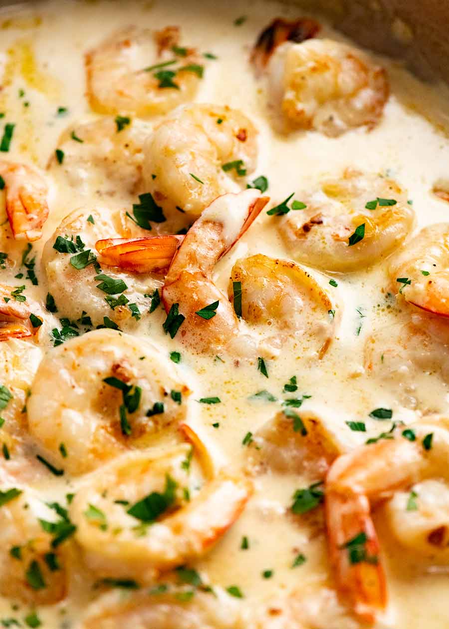 shrimps in creamy garlic sauce